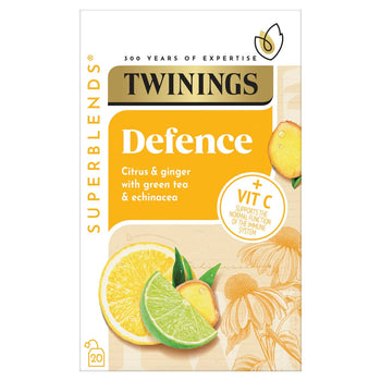 Twinings Superblends Defense con cítricos, jengibre y té verde 20 por paquete