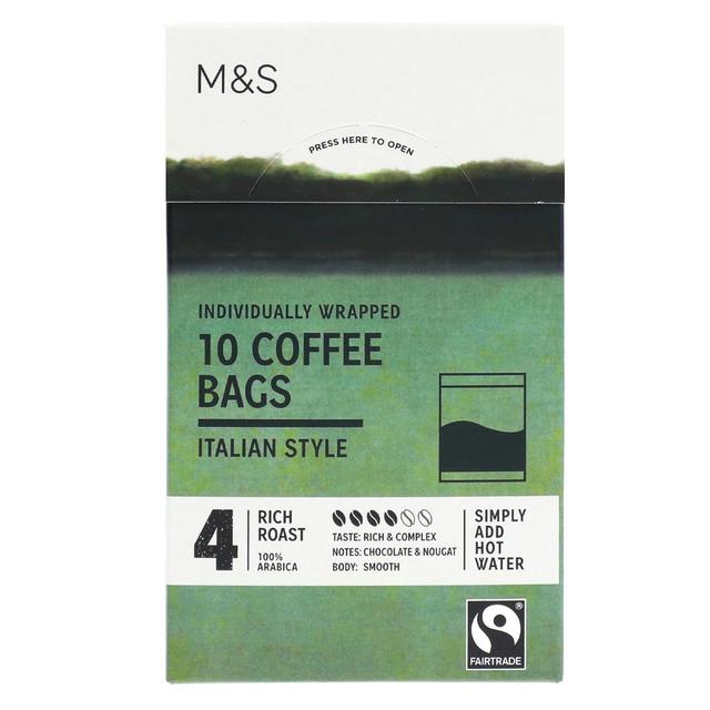 M&S 10 bolsas de café de estilo italiano 75g