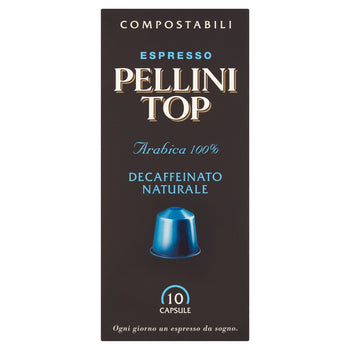 Pellini Top Arábica Decaff Compostible Cápsulas de café compatibles con Nespresso 10 por paquete