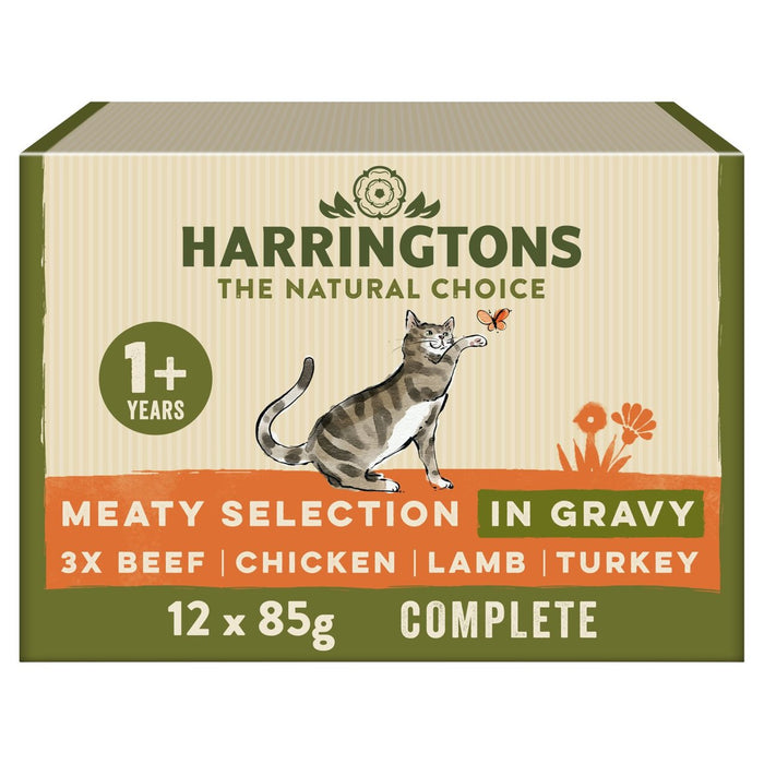 Harringtones Adulto Adult Wet Cat Meat en Gravy Multipack 12 x 85g
