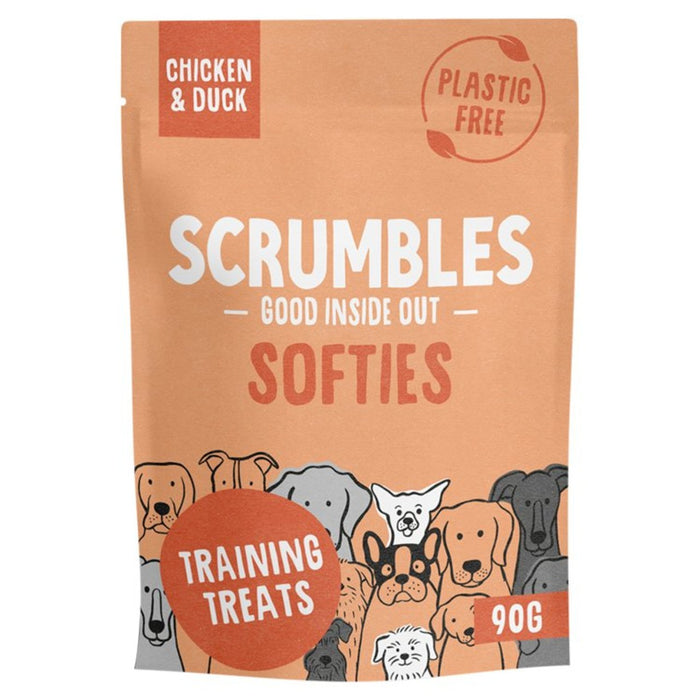 Scrumble Softies Treats pour chiens Treats de l'entraînement au poulet et au canard 90g