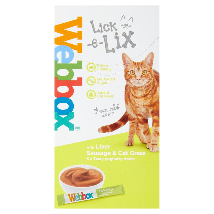 Webbox Lick E Lix Leber mit Cat Grass Cat behandeln 5 x 15g
